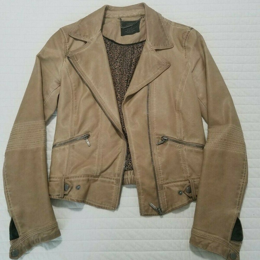 ZARA TRF Collection Faux Leather Biker Jacket Sz S